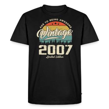 Vintage Retro Style Anniversary Gift 2007 - Men's Premium Organic T-Shirt - black - Front - Nico (187cm)