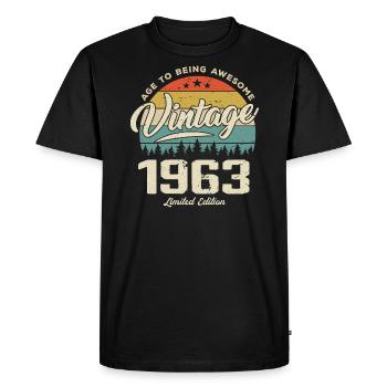Vintage 1963 Retro Style Anniversary Gift 1963 - Men's Premium Organic T-Shirt - black - Front - Nico (187cm)