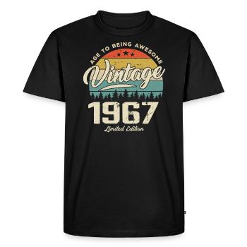 Vintage 1967 Cadeau Anniversaire Style Rétro 1967 - T-shirt Premium bio Homme - noir - Devant - Nico (187cm)