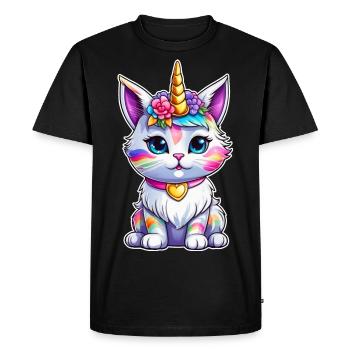 Chat licorne mignon - T-shirt Premium bio Homme - noir - Devant - Nico (187cm)