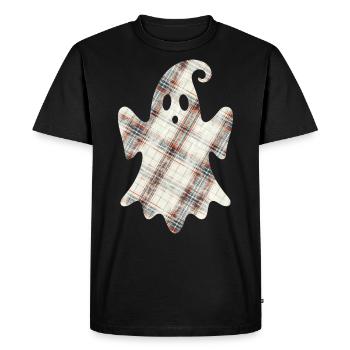 Cute Ghost Scotland Ghost Tartan Halloween - Men's Premium Organic T-Shirt - black - Front - Nico (187cm)