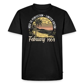 56e anniversaire - Légende depuis février 1969 - T-shirt Premium bio Homme - noir - Devant - Nico (187cm)