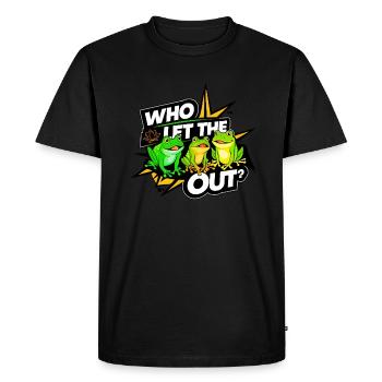 Funny Frog Lovers Who Let The Frogs Out - Men's Premium Organic T-Shirt - black - Front - Nico (187cm)