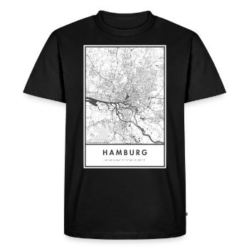 Hamburg Map City Map Citymap Map - Men's Premium Organic T-Shirt - black - Front - Nico (187cm)