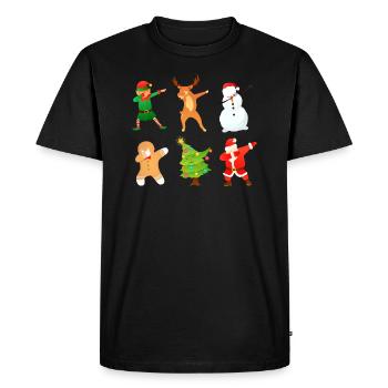 Dabbing Christmas Gingerbread Man Christmas Tree - Men's Premium Organic T-Shirt - black - Front - Nico (187cm)