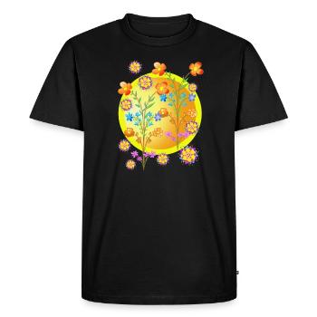Fleurs en bouquet. - T-shirt Premium bio Homme - noir - Devant - Nico (187cm)