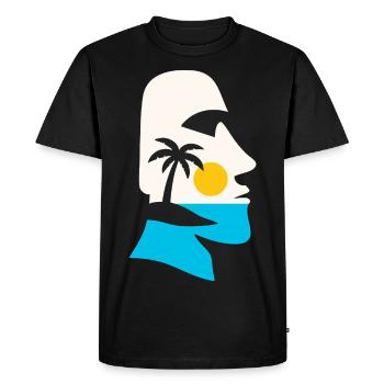 Vacances amoureux de la plage île à Moai Silhouette - T-shirt Premium bio Homme - noir - Devant - Nico (187cm)