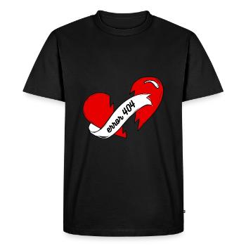 Heart break Error 404 not found red heart - Men's Premium Organic T-Shirt - black - Front - Nico (187cm)