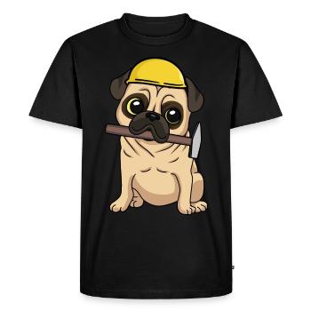 Construction site Civil engineering Pug Craftsmen build hammer job - Men's Premium Organic T-Shirt - black - Front - Nico (187cm)