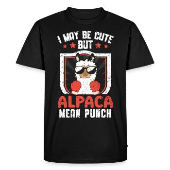 Je suis peut-être mignon, mais alpaga signifie Kasper - T-shirt Premium bio Homme - noir - Devant - Nico (187cm)