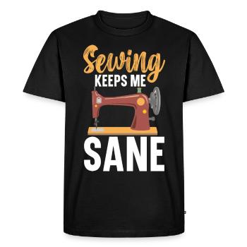La couture me garde saine d’ Quilting Crochet Sewing - T-shirt Premium bio Homme - noir - Devant - Nico (187cm)