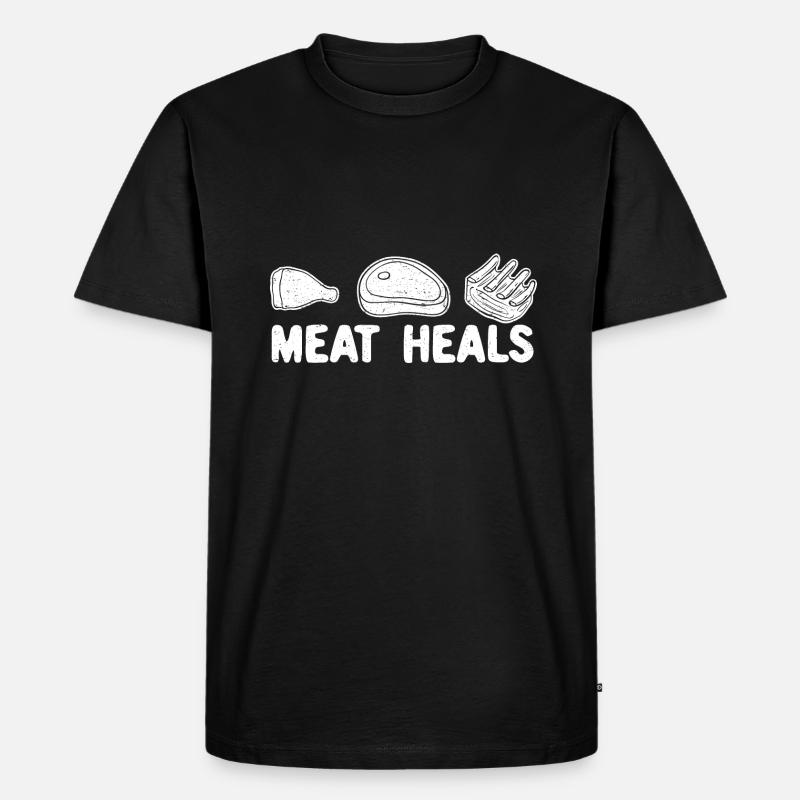 Fleisch heilt - Männer Premium Bio T-Shirt - Schwarz