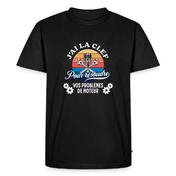 T-shirt homme mécanicien automobile humour cadeau - T-shirt Premium bio Homme - noir - Devant - Nico (187cm)