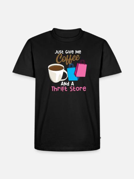Kaffee und ein Secondhandladen - Männer Premium Bio T-Shirt - Schwarz