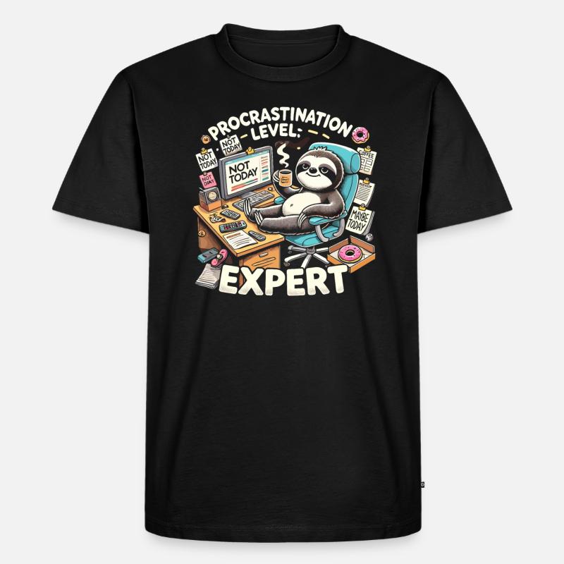 Prokrastination Stufe Experte - Männer Premium Bio T-Shirt - Schwarz