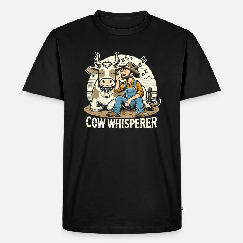 Kuhflüsterer - Männer Premium Bio T-Shirt - Schwarz