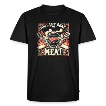 Du kannst mein Fleisch nicht schlagen - Männer Premium Bio T-Shirt - Schwarz - Vorne - Nico (187cm)