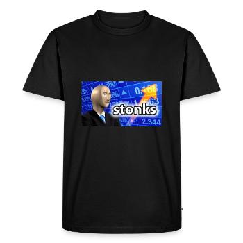 Stonks | Idée cadeau Meme Funny Friends - T-shirt Premium bio Homme - noir - Devant - Nico (187cm)