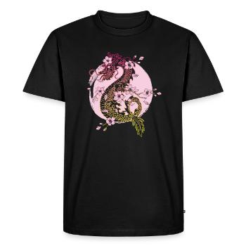 Dragon japonais Cherry Blossoms Sakura Dragon - T-shirt Premium bio Homme - noir - Devant - Nico (187cm)