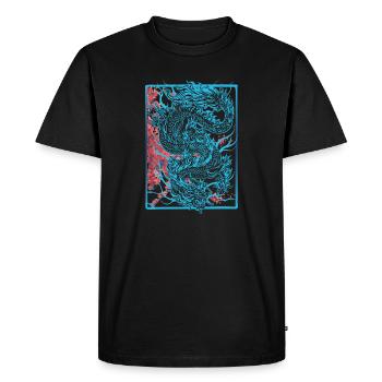 Dragon japonais Cherry Blossoms Sakura Dragon - T-shirt Premium bio Homme - noir - Devant - Nico (187cm)