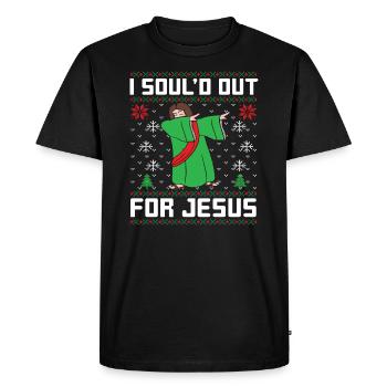 Je suis parti pour Jésus - T-shirt Premium bio Homme - noir - Devant - Nico (187cm)