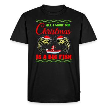 Tout ce que je veux pour Noël, c’est un gros poisson - T-shirt Premium bio Homme - noir - Devant - Nico (187cm)