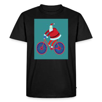 Visite à vélo du Père Noël - T-shirt Premium bio Homme - noir - Devant - Nico (187cm)