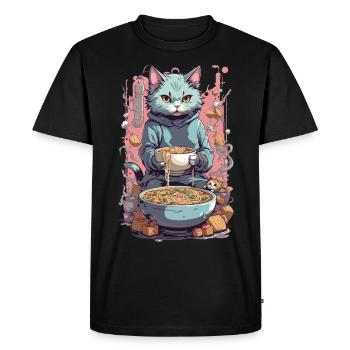 Cat Chef Ramen Japan Food Cats Love - Men's Premium Organic T-Shirt - black - Front - Nico (187cm)