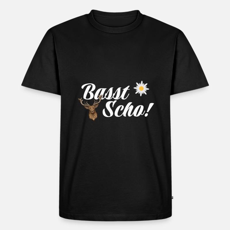 Basst Scho | Trachten Hirsch - Männer Premium Bio T-Shirt - Schwarz