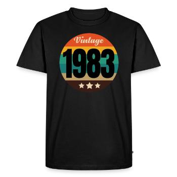 millésime 1983 - T-shirt Premium bio Homme - noir - Devant - Nico (187cm)