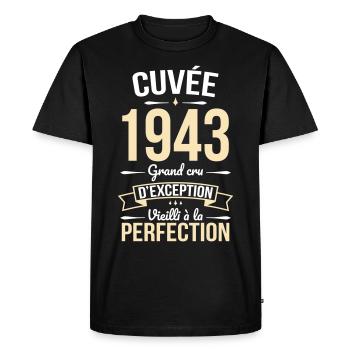 Anniversaire 81 ans - Cuvée 1943 - Cadeau Humour - T-shirt Premium bio Homme - noir - Devant - Nico (187cm)