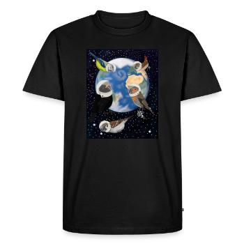 Oiseaux dans l’espace Merle mere bleue Moineau de clôture - T-shirt Premium bio Homme - noir - Devant - Nico (187cm)