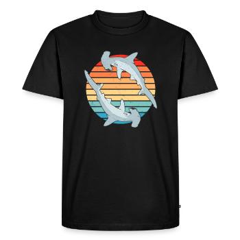 Hammerhead Shark Retro Sunset - Men's Premium Organic T-Shirt - black - Front - Nico (187cm)