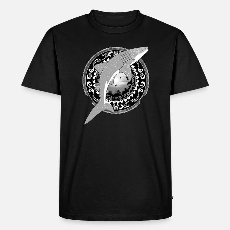 Walhai Hawaiianisch - Männer Premium Bio T-Shirt - Schwarz