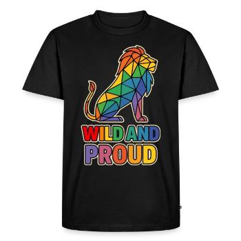 Pride Lion – Wild and Proud LGBT Gay Pride - Men's Premium Organic T-Shirt - black - Front - Nico (187cm)