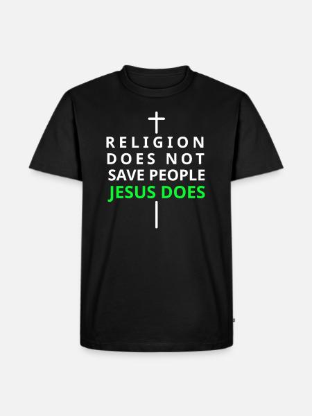 Jesus rettet dich - Männer Premium Bio T-Shirt - Schwarz