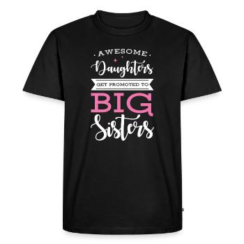 Grande soeur - frère - fille - T-shirt Premium bio Homme - noir - Devant - Nico (187cm)