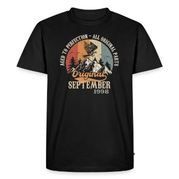 Né Septembre 1998 Anniversaire Septembre 1998 - T-shirt Premium bio Homme - noir - Devant - Nico (187cm)