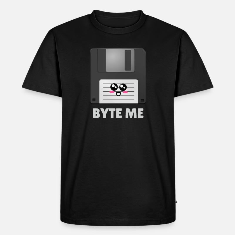 Byte Me Cute Diskette Pun - Männer Premium Bio T-Shirt - Schwarz