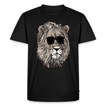 Lion avec des lunettes de soleil Motif de lion Visage d’animal - T-shirt Premium bio Homme - noir - Devant - Nico (187cm)