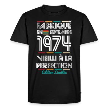 50 Year Anniversary - Made in September 1974 - Men's Premium Organic T-Shirt - black - Front - Nico (187cm)