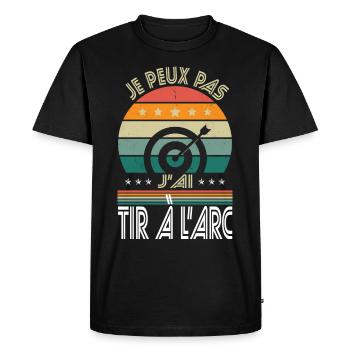 Je peux pas j'ai tir à l'arc - Idée cadeau archer - T-shirt Premium bio Homme - noir - Devant - Nico (187cm)