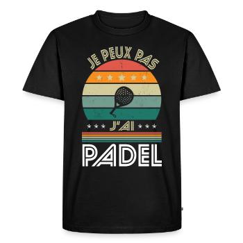 Je peux pas j'ai Padel - Idée Cadeau Padeliste - T-shirt Premium bio Homme - noir - Devant - Nico (187cm)