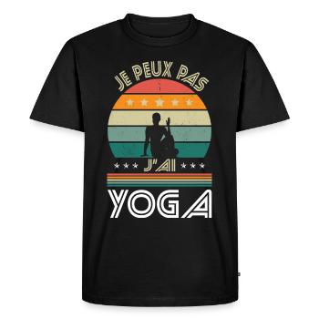 Je peux pas j'ai Yoga - Idée Cadeau - T-shirt Premium bio Homme - noir - Devant - Nico (187cm)