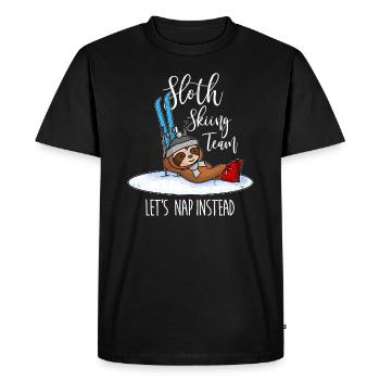 Sloth Skiing Team – Vintage Look - Men's Premium Organic T-Shirt - black - Front - Nico (187cm)