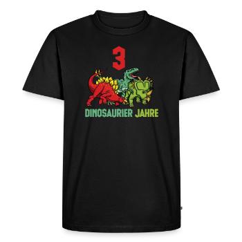 Dinosaure 3 ans anniversaire de garçon - T-shirt Premium bio Homme - noir - Devant - Nico (187cm)