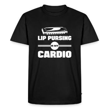 Lip Pursing Is My Cardio Harmonicist Mouth Organ - Men's Premium Organic T-Shirt - black - Front - Nico (187cm)