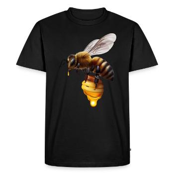 Abeille en nid d’abeille - T-shirt Premium bio Homme - noir - Devant - Nico (187cm)