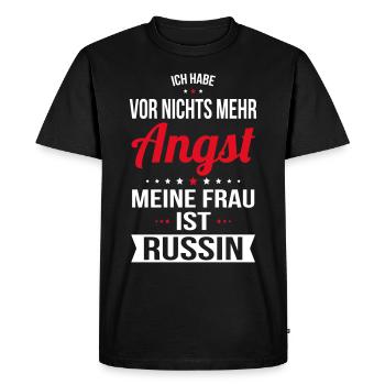 Meine Frau ist Russin - Geschenkidee Humor - Männer Premium Bio T-Shirt - Schwarz - Vorne - Nico (187cm)