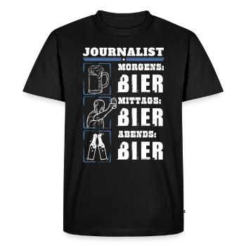 Mon quotidien de journaliste - T-shirt Premium bio Homme - noir - Devant - Nico (187cm)